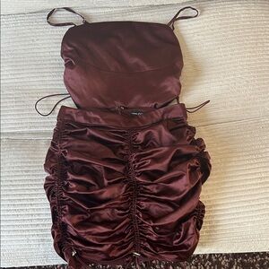Guess Brown Two Piece Ruched Dress